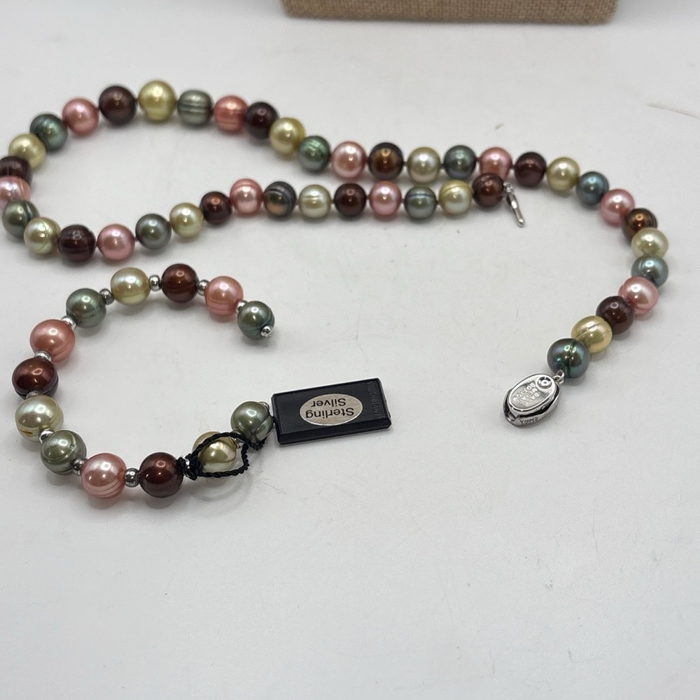 Honora Multicolor Pearl Necklace with Sterling Silver Clasp & Matching Necklace